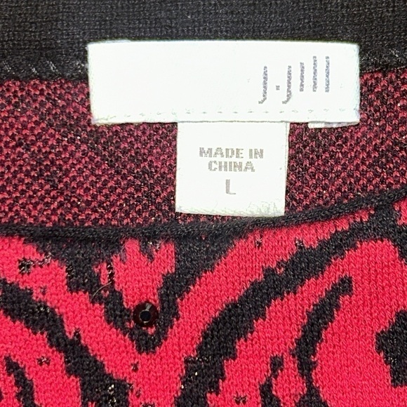 J.Jill Black & Red Rhinestone Sweater Size Large - Picture 7 of 8